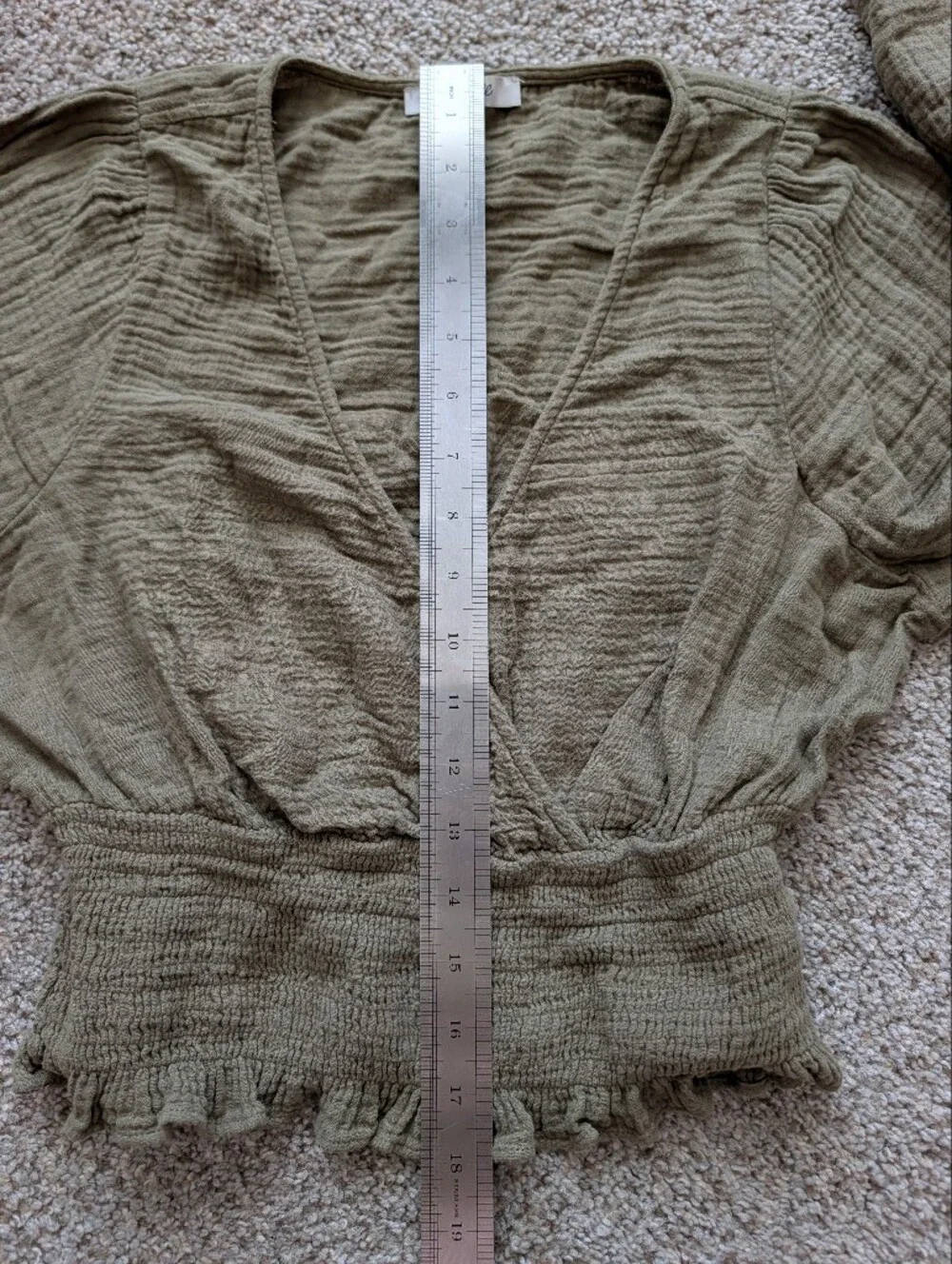 Madewell Women Green Lightspun Julianne Cottagecore Smocked Waist Top Size Small